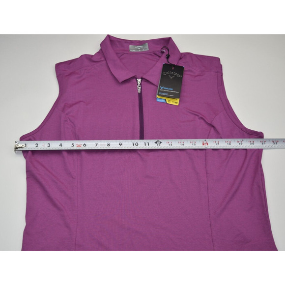 Callaway Womens XL Golf Polo Tank Solid Purple 1/4 Zip Stretch Opti-Dri Cooling - Picture 12 of 12